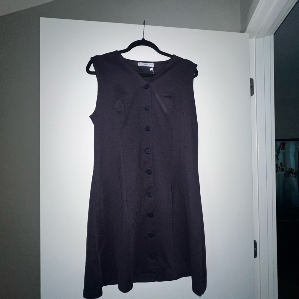 Mango Black Button-Down Mini Dress